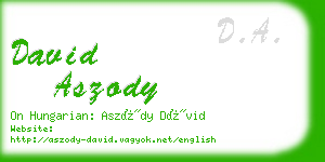 david aszody business card